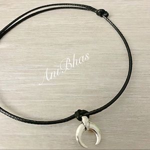 Horn Charm Wax Cord Adjustable Bracelet
